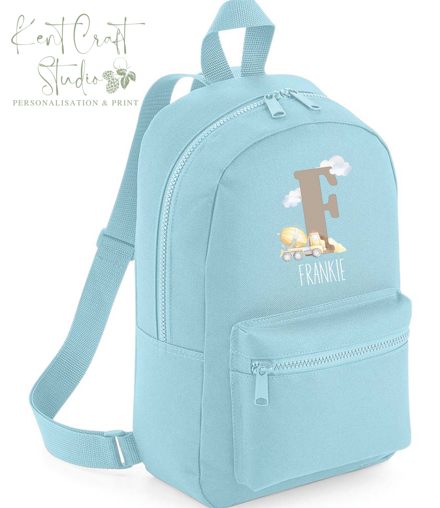 Personalised construction backpack, Kids school bag, Personalised rucksack, Back to school digger bag, Children's bags, Construction backpack