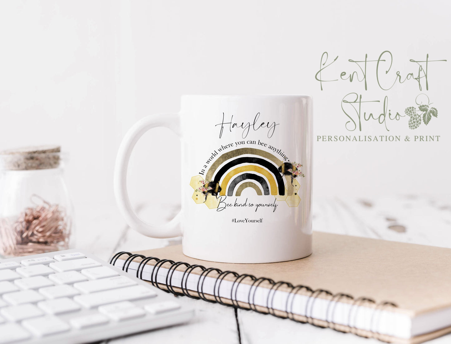 Personalised Bumble Bee Rainbow Mug Gift