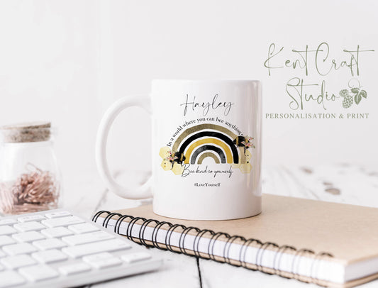 Personalised Bumble Bee Rainbow Mug Gift