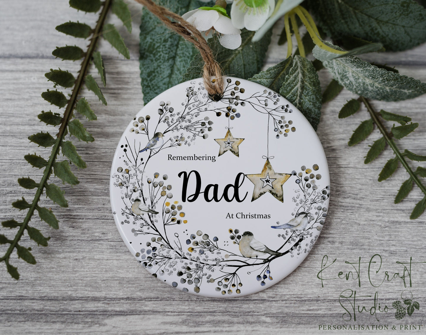 Personalised Remembrance Christmas Ornament - Ceramic - Mum - Dad