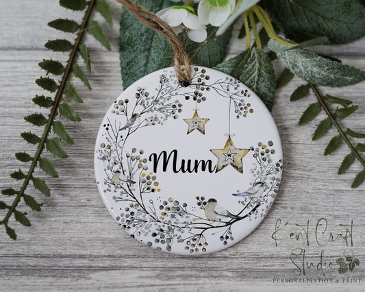 Personalised Remembrance Christmas Ornament - Ceramic - Mum - Dad