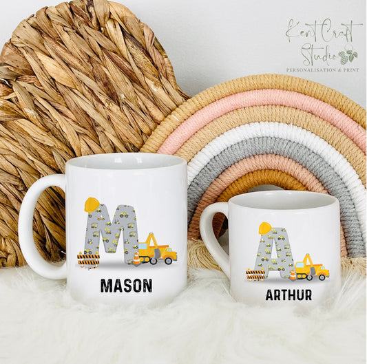Personalised Digger Alphabet Polymer Unbreakable Children's Mug Gift - 6oz or 11