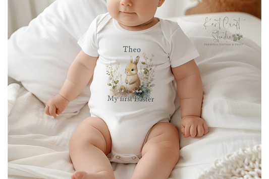 First Easter vintage baby vest, Personalised Easter romper, Baby grow, First Easter gift