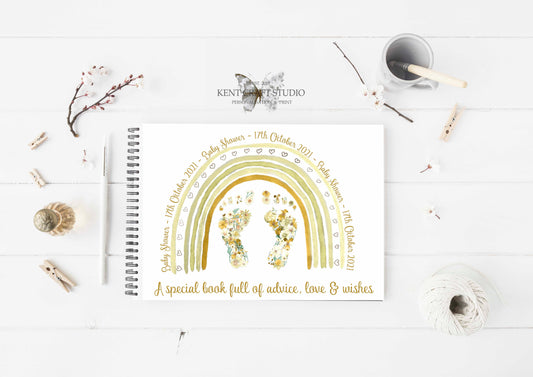 Personalised Baby Shower Guest Book - Floral Footprint