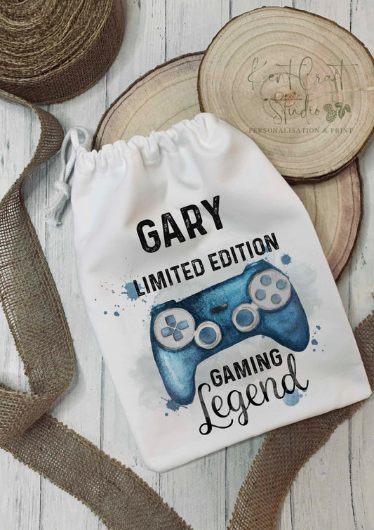Personalised Gaming Controller Gift Bag - Drawstring -Limited Edition