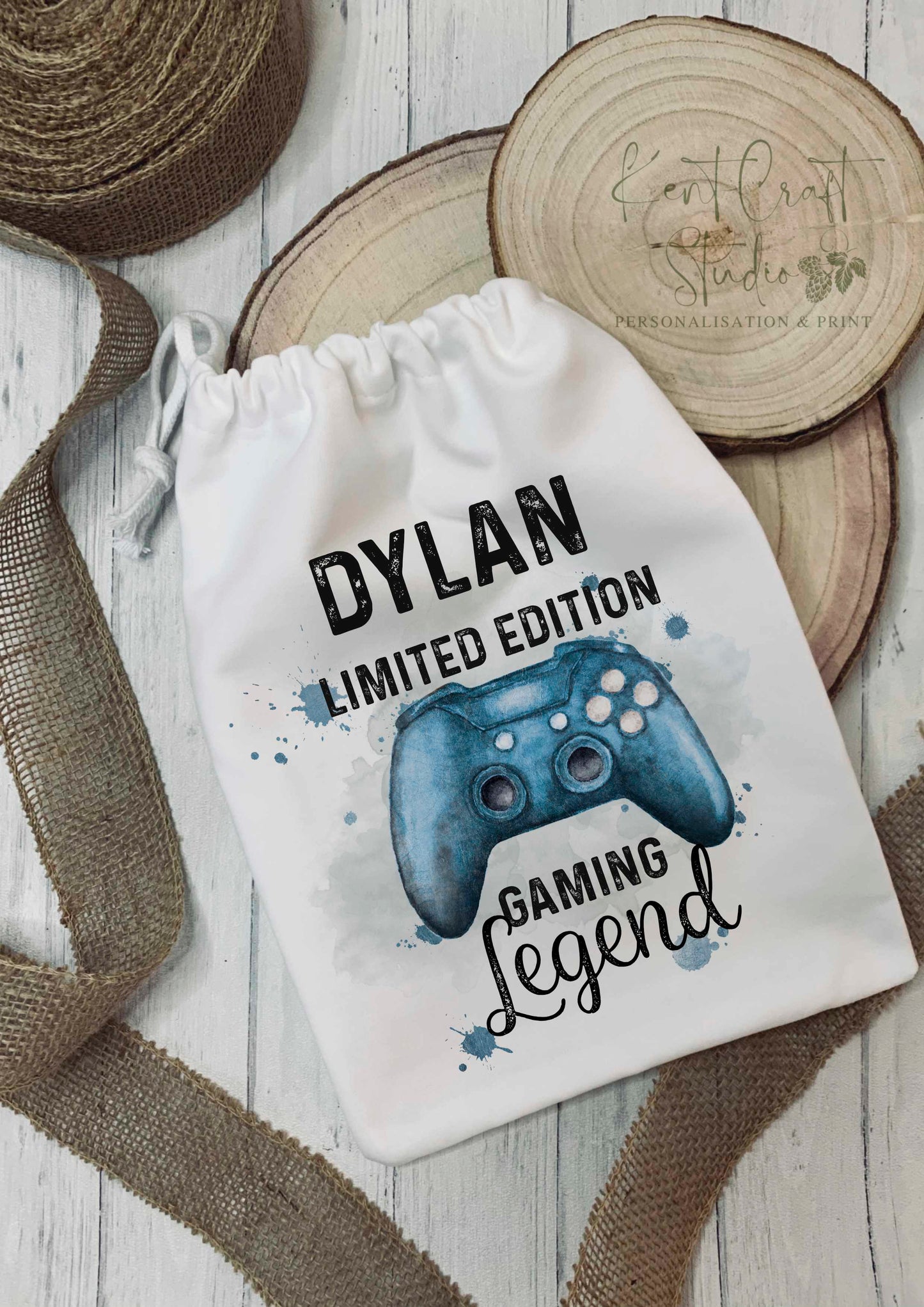 Personalised Gaming Controller Gift Bag - Drawstring -Limited Edition