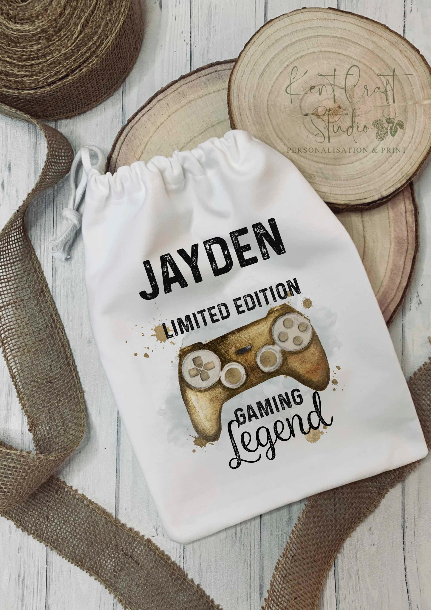 Personalised Gaming Controller Gift Bag - Drawstring -Limited Edition