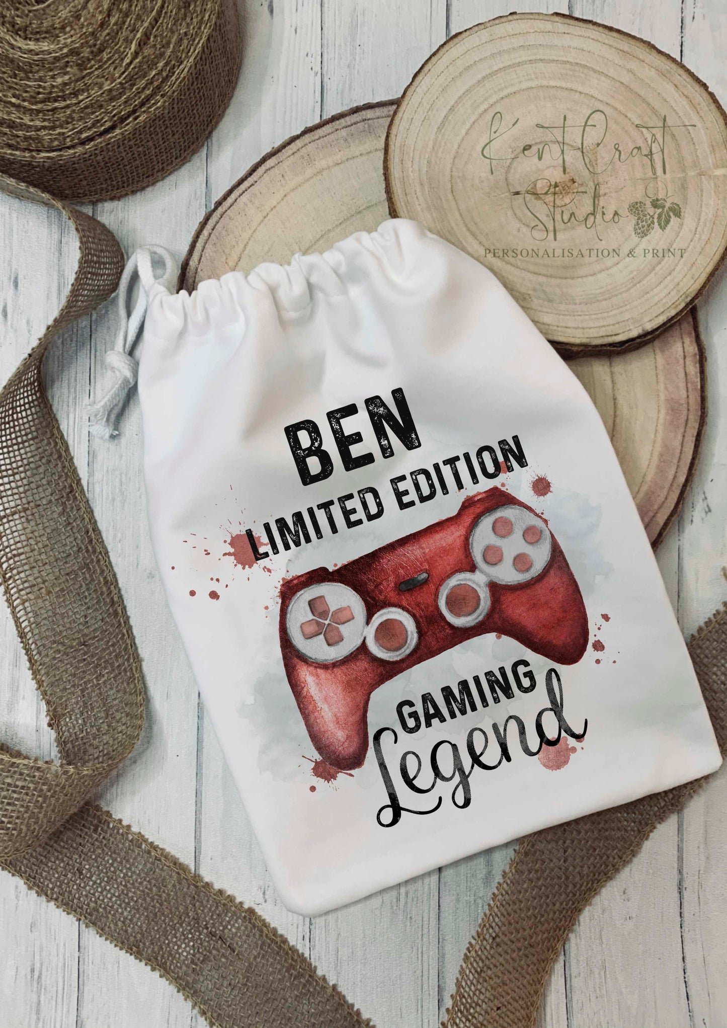 Personalised Gaming Controller Gift Bag - Drawstring -Limited Edition