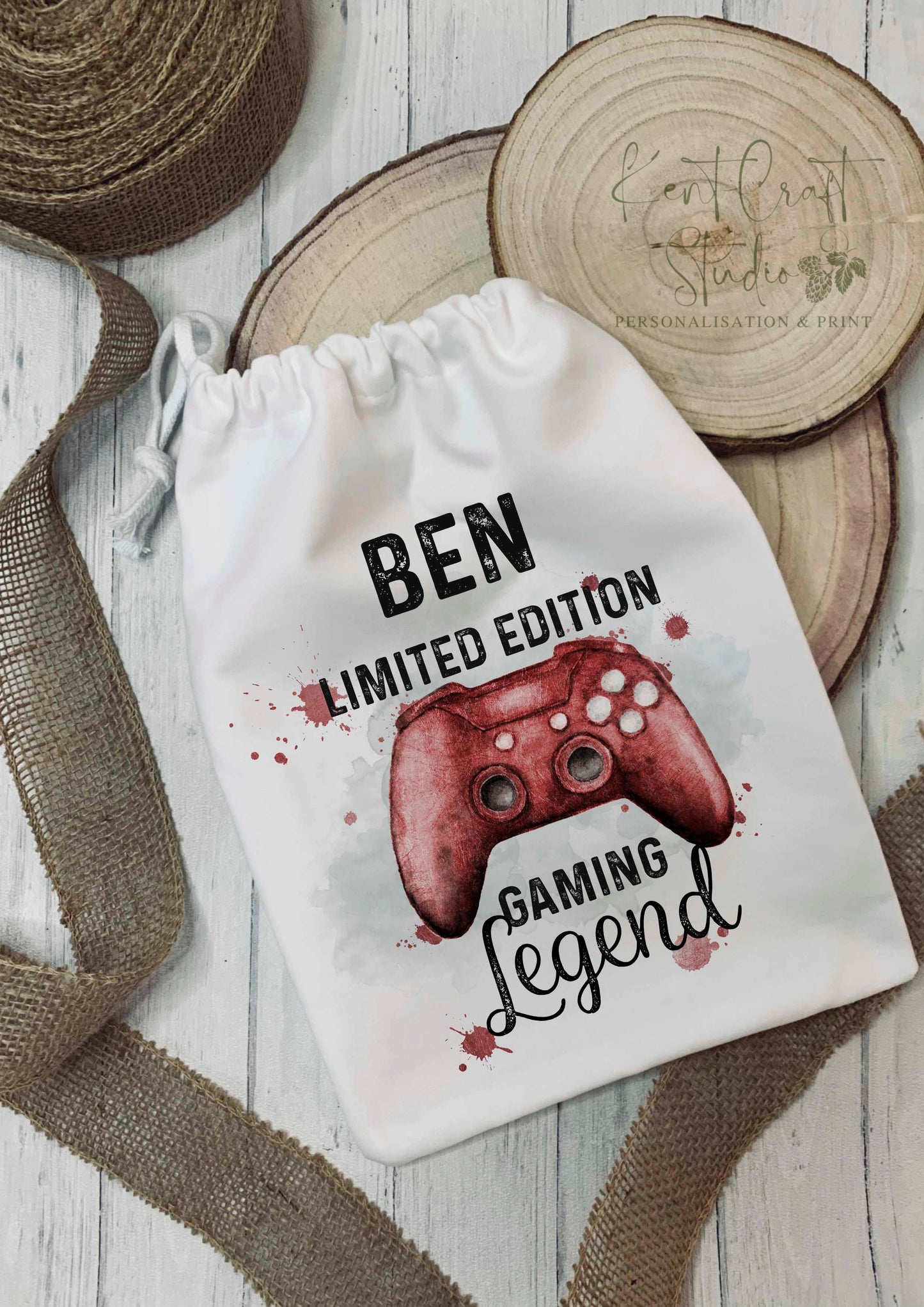 Personalised Gaming Controller Gift Bag - Drawstring -Limited Edition