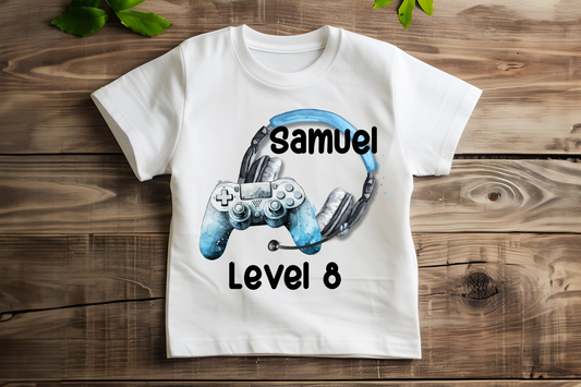 Personalised gaming birthday T-shirt, Gaming gift, Any age gaming t-shirt