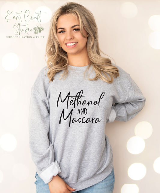 Humour drag racing sweatshirt, Methanol and mascara, Race girl gift, Gift for her