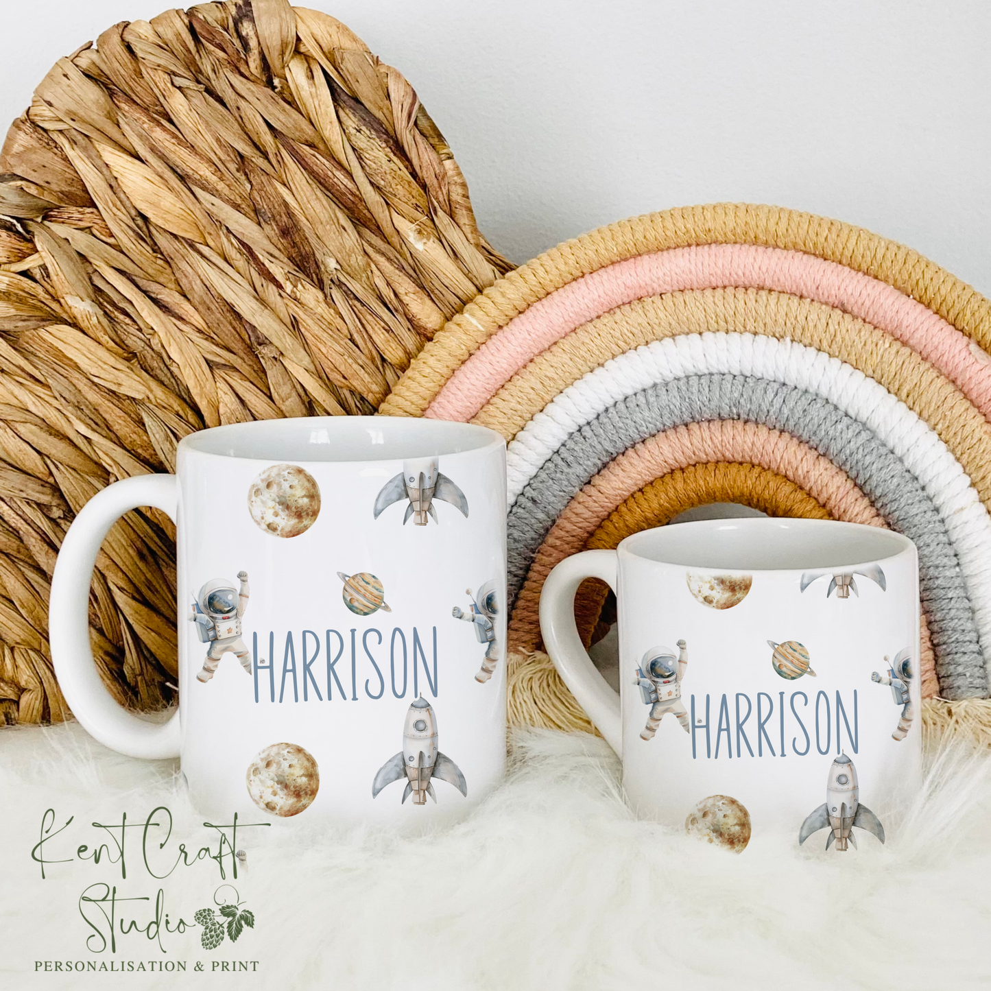 Personalised Astronaut Rocket Boho Polymer Unbreakable Children's Mug Gift - 6oz or 11oz