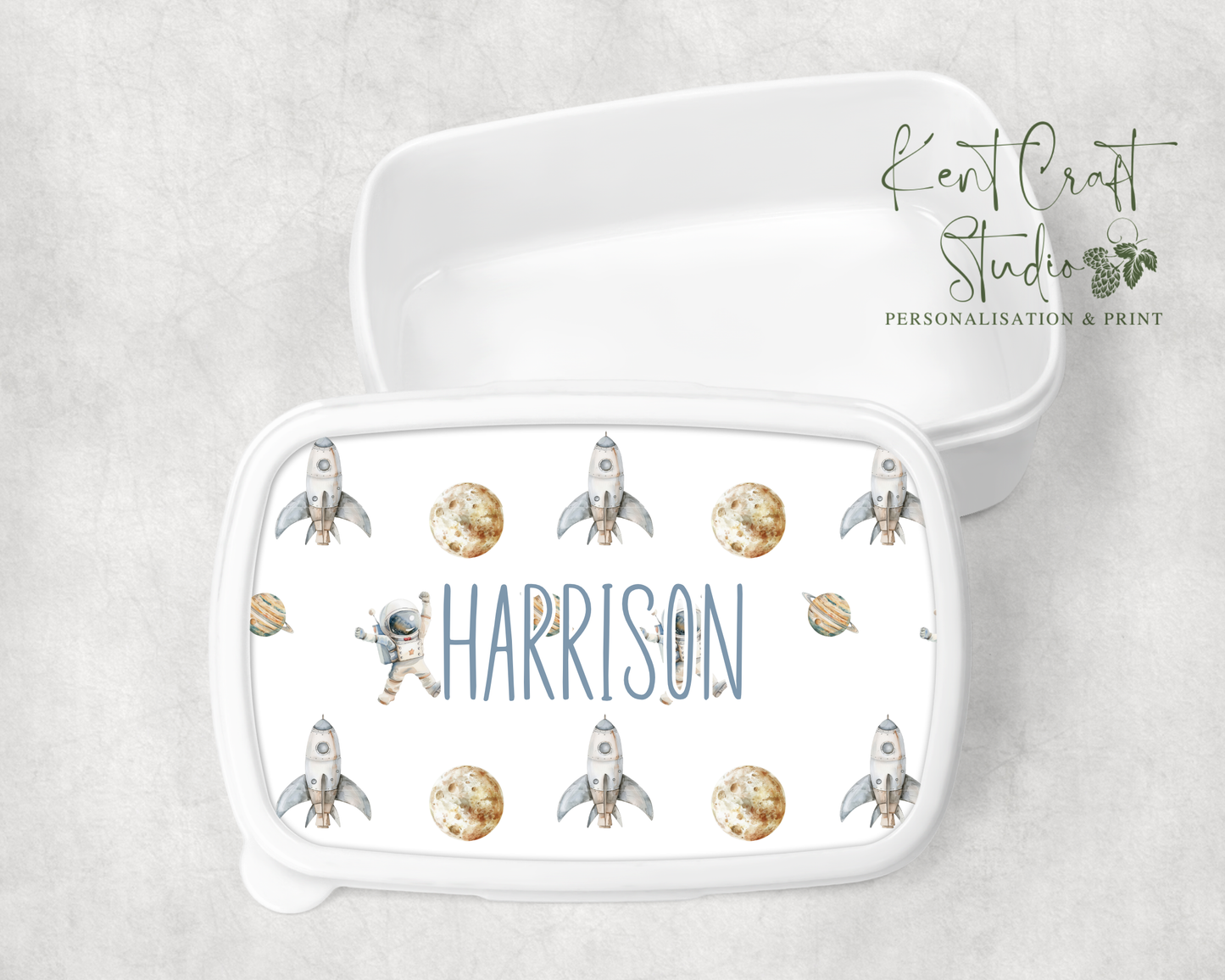 Personalised Astronaut Space Theme Boho Snack Lunch Box