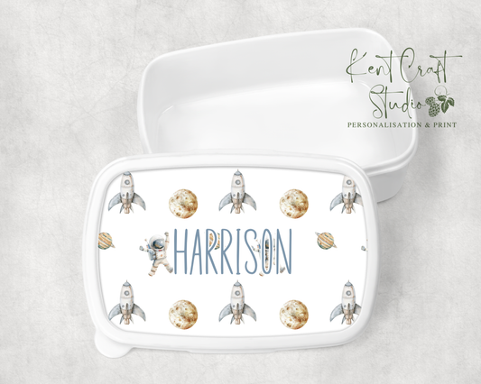Personalised Astronaut Space Theme Boho Snack Lunch Box