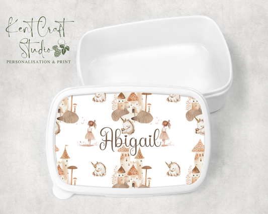Personalised princess unicorn boho snack box, lunch box, school lunch bag, back to School,  starting school