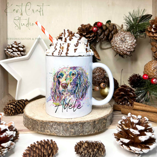 Personalised Christmas Eve Hot Chocolate Mug - Cocker Spaniel Watercolour