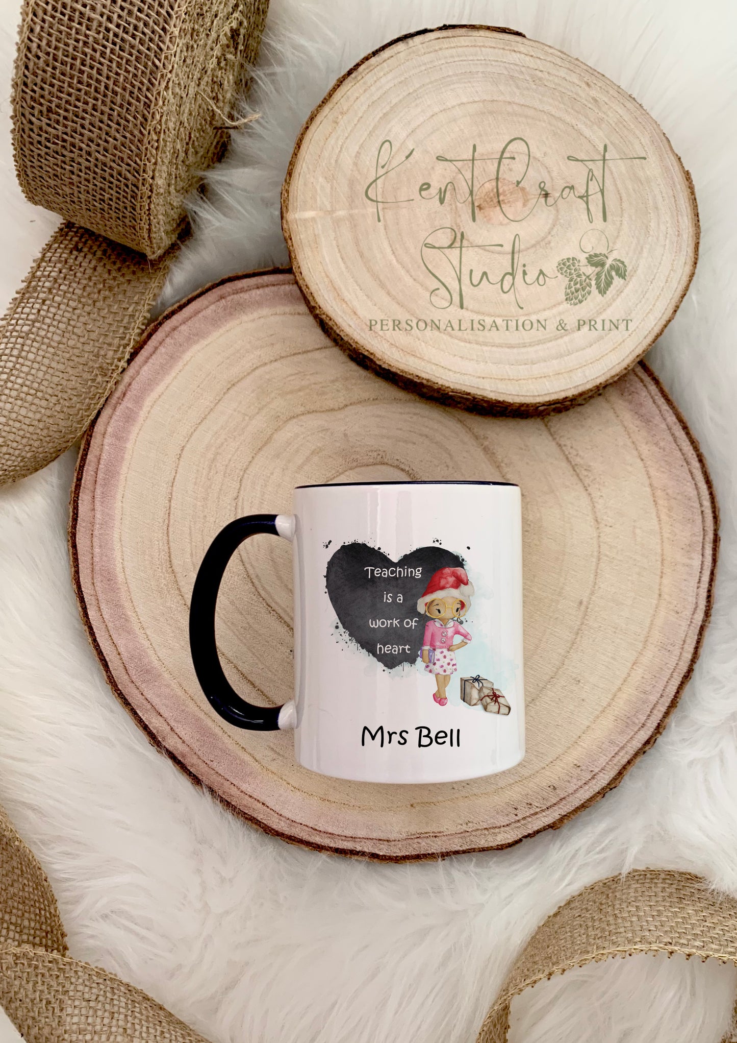 Personalised Male Female Teacher Christmas Mug - Santa - Gift