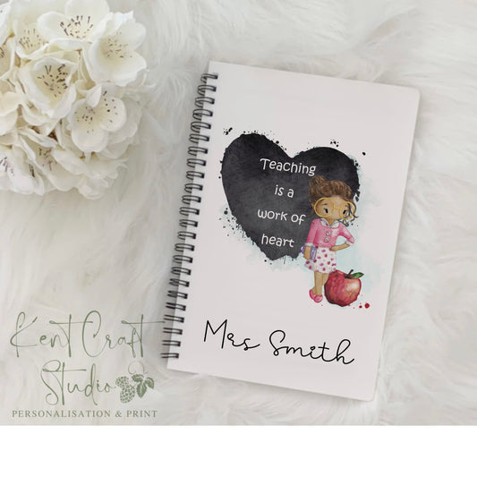 Personalised Teacher Santa Heart Notebook - Christmas Gift - Male or Female - P