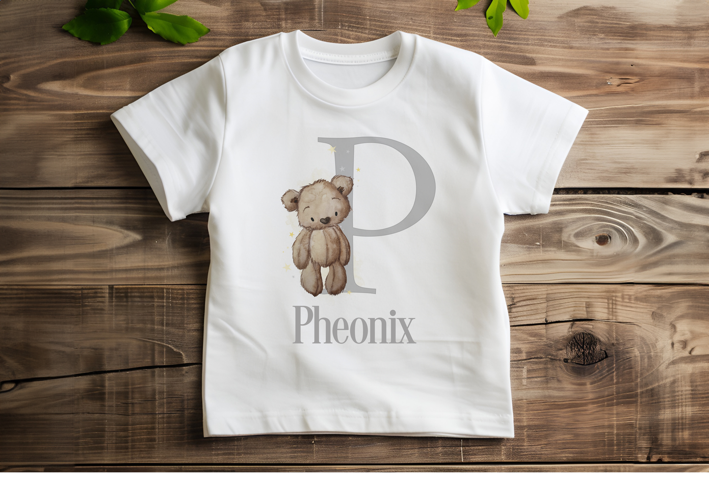 Personalised Neutral Teddy Bear Birthday Age T-shirt, First Birthday