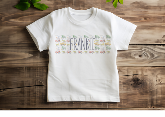 Personalised Construction Name T-shirt, Tractor Digger Gift
